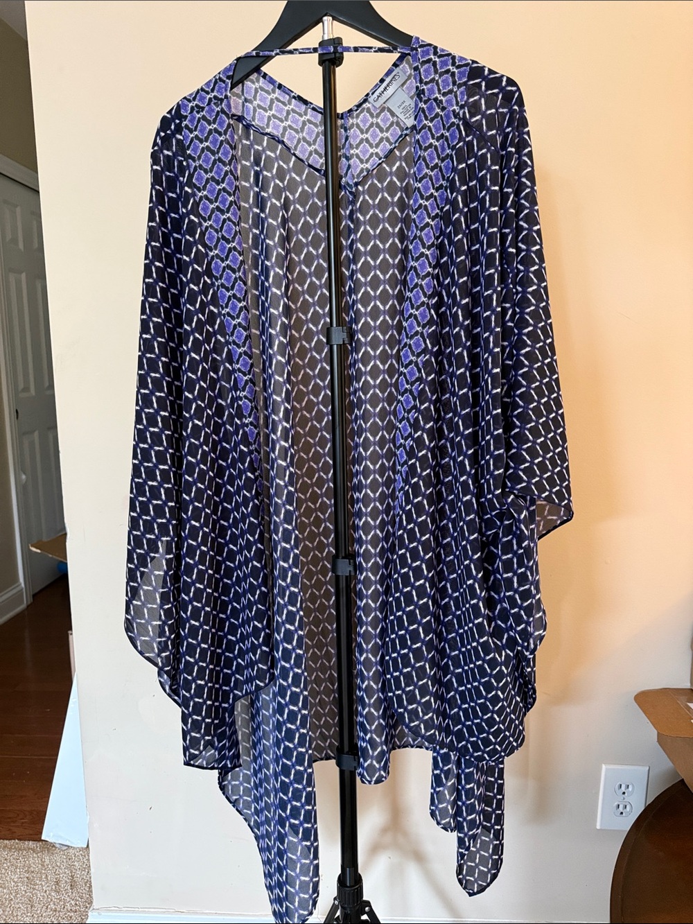 Catherines Purple and White Geometric Print Top